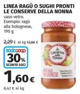 Coop Superstore Le conserve della nonna ragù alla bolognese offerta