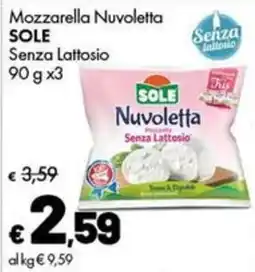 Supermercati Vinci Mozzarella Nuvoletta Sole Senza Lattosio offerta