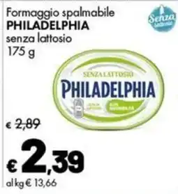 Supermercati Vinci Formaggio spalmabile Philadelphia senza lattosio offerta