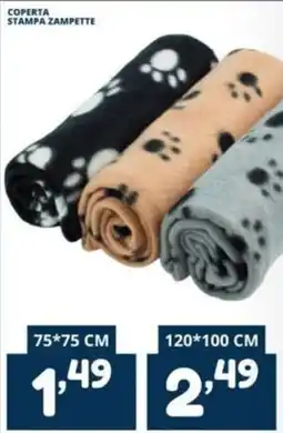 Cossuto Coperta stampa zampette offerta