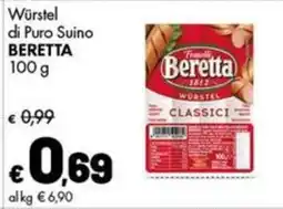 Supermercati Vinci Würstel di Puro Suino Beretta offerta