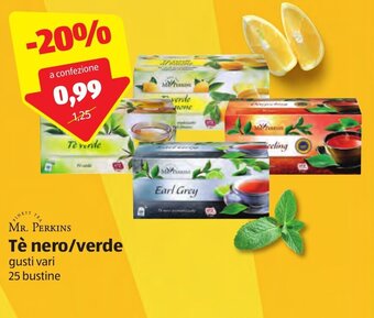 ALDI Mr. Perkins Tè nero/verde 25 bustine offerta