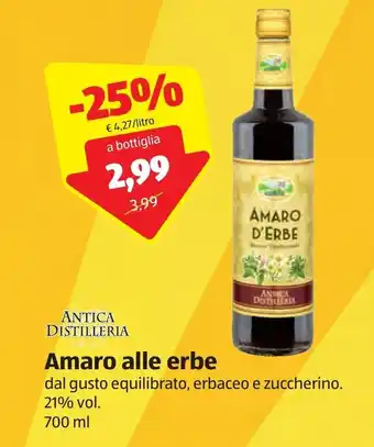 ALDI Antica Distilleria Amaro alle erbe 700ml offerta