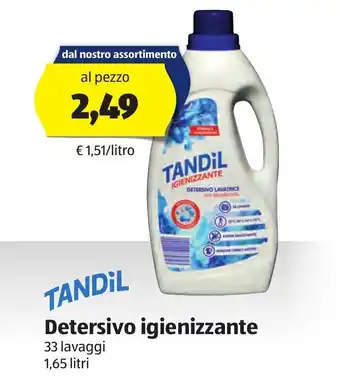 ALDI Tandìl Detersivo igienizzante 33 lavaggi 1,65 litri offerta