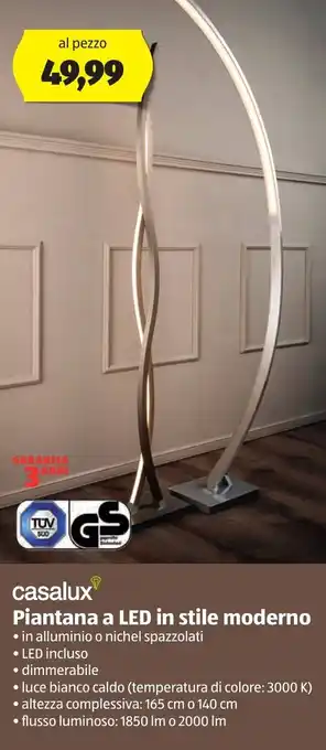 ALDI Casalux Piantana a LED in stile moderno offerta