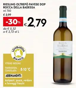 Bennet Riesling Oltrepò Pavese DOP Rocca della Badessa offerta