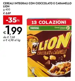 Bennet Cereali integrali con cioccolato e caramello Lion offerta