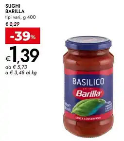 Bennet Sugo basilico Barilla offerta