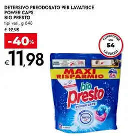 Bennet Detersivo predosato per lavatrice bio presto offerta