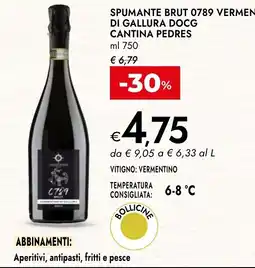 Bennet Spumante brut 0789 vermentino di gallura docg cantina pedres offerta