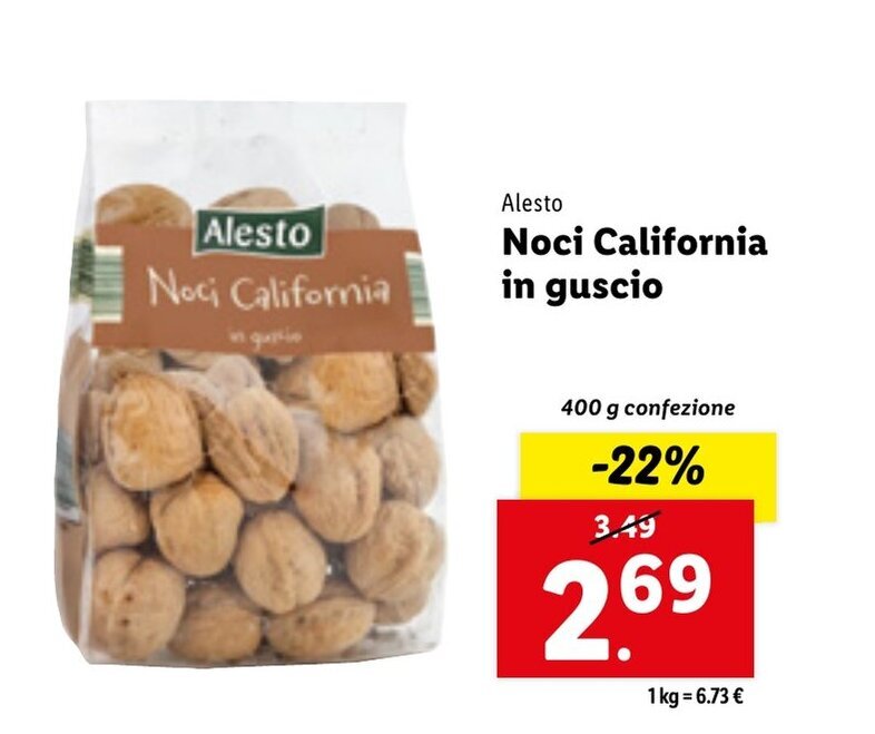 Alesto Noci California in guscio 400g offerta di Lidl