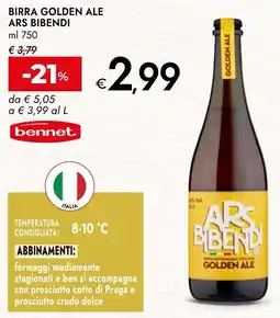 Bennet Birra Golden Ale Ars Bibendi offerta
