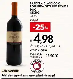Bennet Bonarda classico o bonarda oltrepò pavese doc giorgi offerta