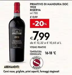 Bennet Primitivo di Manduria DOC Riserva offerta