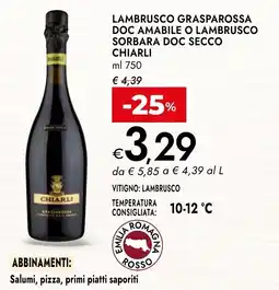 Bennet Lambrusco Grasparossa DOC Amabile o Lambrusco Sorbara DOC Secco Chiarli offerta