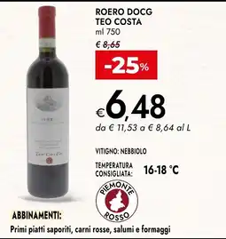 Bennet Roero DOCG Teo Costa offerta