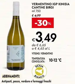 Bennet Vermentino IGP Kinisia Cantine Birgi offerta