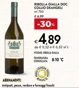 Bennet Ribolla Gialla Doc Collio Deangeli offerta