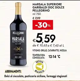 Bennet Marsala superiore Garibaldi doc dolce Pellegrino offerta