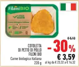 Conad COTOLETTA DI PETTO DI POLLO FILENI BIO offerta