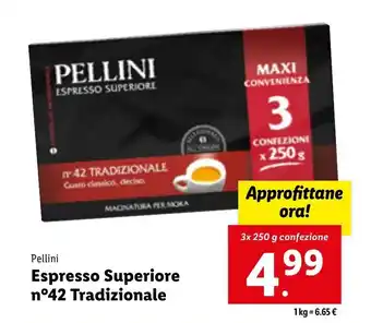 Lidl Pellini Espresso Superiore n°42 Tradizionale 3x 250g offerta