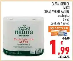 Conad CARTA IGIENICA MAXI CONAD VERSO NATURA offerta