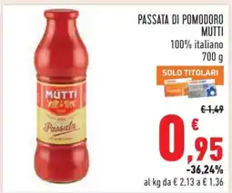 Conad PASSATA DI POMODORO MUTTI offerta