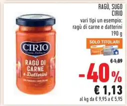 Conad RAGÙ, SUGO CIRIO offerta