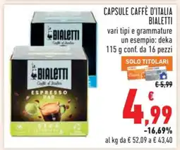 Conad CAPSULE CAFFÈ D'ITALIA BIALETTI offerta