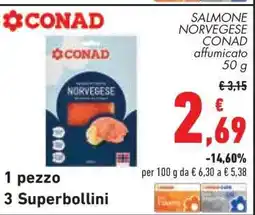 Conad SALMONE NORVEGESE CONAD affumicato 50 g offerta