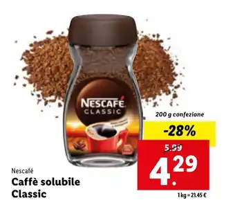 Lidl Nescafé Caffé solubile Classic 200g offerta
