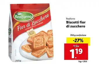 Lidl Realforno Biscotti fior di zucchero 700g offerta