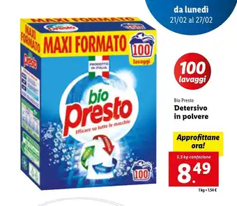 Lidl Bio Presto Detersivo in polvere 5,5kg offerta