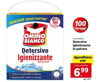 Lidl Omino Bianco Detersivo igienizzante in polvere 5,5kg offerta