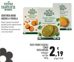 Conad Piatti pronti vegetali Verso Natura biologici offerta