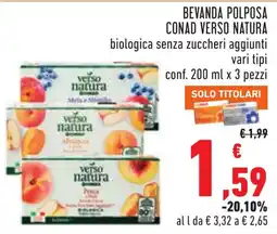 Conad Bevanda polposa verso natura biologica senza zuccheri aggiunti offerta