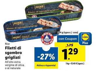 Lidl Nixe Filetti di sgombro grigliati 104g offerta