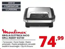 Comet Moulinex Griglia Elettrica Inicio Grill Adjust GI272D offerta
