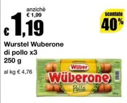 Sì con te Supermercati Würstel Wüberone di pollo offerta