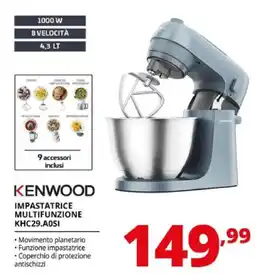 Comet Kenwood impastatrice multifunzione KHC29.A0SI offerta