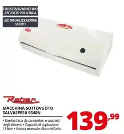 Comet Reber macchina sottovuoto salvapesa 9340n offerta