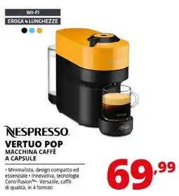 Comet Nespresso Vertuo Pop macchina caffè a capsule offerta