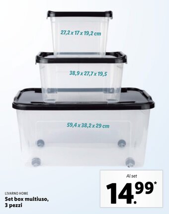 Lidl Livarno Home Set box multiuso, 3 pezzi offerta