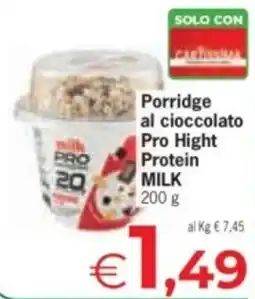 Despar Porridge al cioccolato Pro High Protein MILK offerta