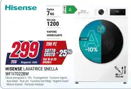 Trony Hisense lavatrice snella offerta