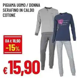 Famila Superstore Pigiama uomo / donna Serafino in caldo cotone offerta