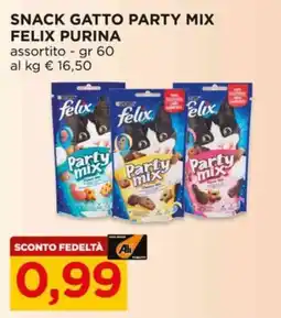 Alì Supermercati Snack gatto party mix Felix Purina offerta