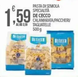 Iper Romagnolo Pasta di semola specialità De Cecco offerta