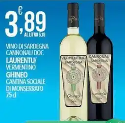 Iper Romagnolo Vermentino Sardegna Ghineo / Cannonau Sardegna Larentu offerta