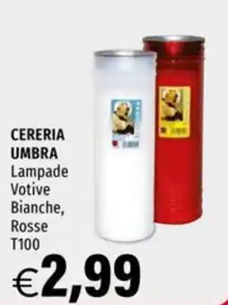 Hurrà Cereria Umbra Lampade Votive Bianche, Rosse T100 offerta